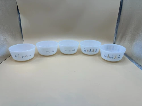 Vtg Anchor Hocking Fire King 434 STARBURST CANDLE GLOW 6 oz Lot of 5 Dishes