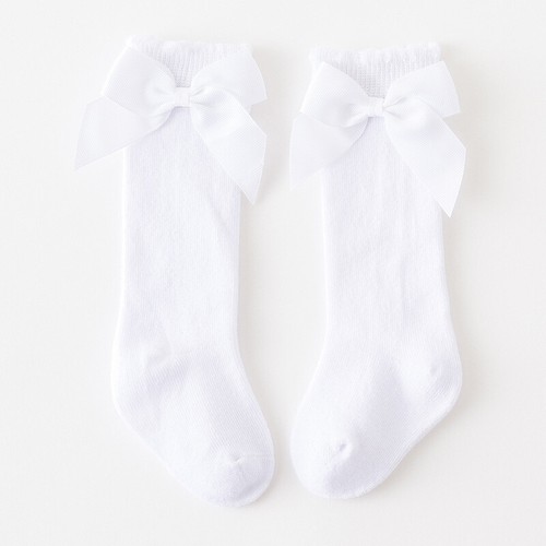 1Pair Toddler Kids Knee High Cotton Socks Winter Knitted Princess Bow Long Socks - Picture 8 of 19