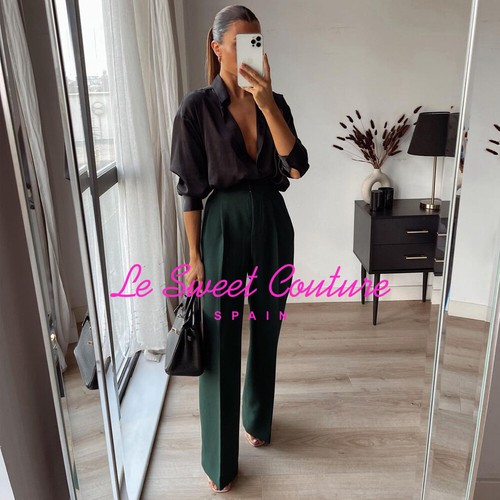 ZARA WOMAN NWT FW21 GREEN MID-RISE 