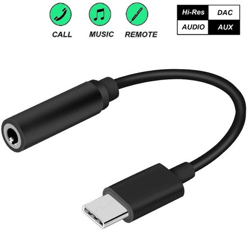 USB Type C Male To 3.5mm Aux Female Audio Adapter for Samsung Galaxy Note20 S20 - Picture 2 of 2