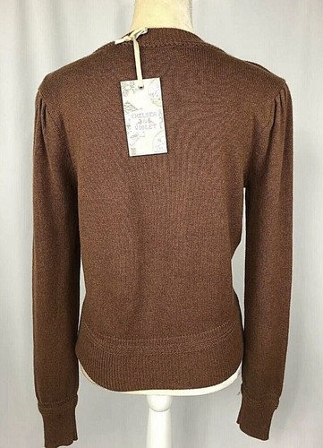Chelsea Violet Women Sweater Pullover Medium Cotton Key Hole Brown Clay New - Picture 8 of 11
