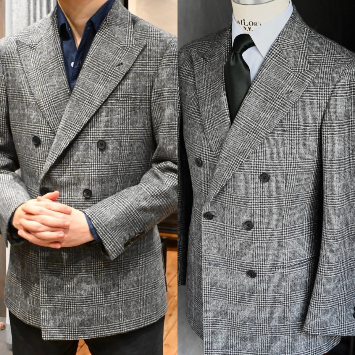 Houndstooth Men's Suit Peak Lapel 2Pcs Offical Banquet Business Formal Jacket