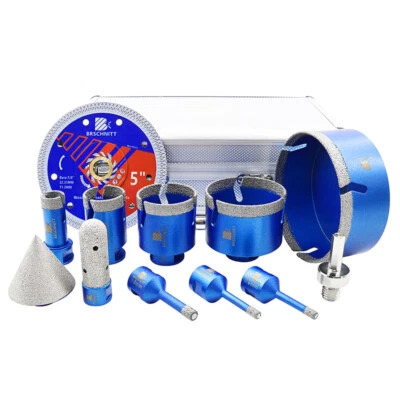 BRSCHNITT M14 Bohrer Diamant Fliesenbohrer Set Premium 11 teilig inkl 125mm Trennscheibe