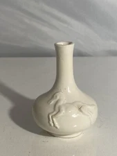 “Galloping Horses”Vintage Chinese Mini Vase Bud Vase Ceramic