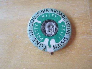 Vintage CBS Columbia Broadcasting Service/Pretty Kitty Kelly Pinback Button 