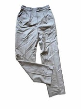 Giorgio Sant Angelo Womens Pants Beige Size 10 Career Pleated 100 Merino Wool