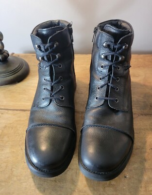 Alfani Lion Black Leather Cap Toe Dress Biker Boots Moto 