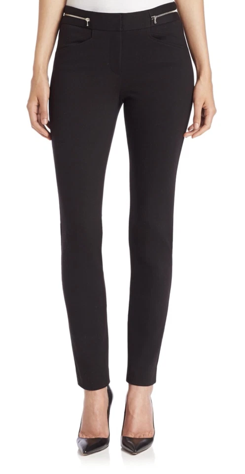 Rebecca Taylor Stretch Twill Black Zip Pants Sz 6 EUC - Image 2 of 4