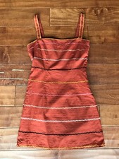 Forever 21 Amber Embroidered Multicolor Striped Dress Sz Medium M 