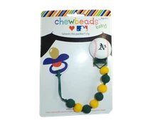 Chewbeads Baby Pacifier Clip Silicone Safe Oakland A's MLB Baseball NEW
