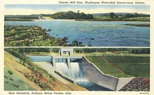 Charles Mill Dam Muskingum Watershed Mount Vernon Ohio Teich 1939 Postcard