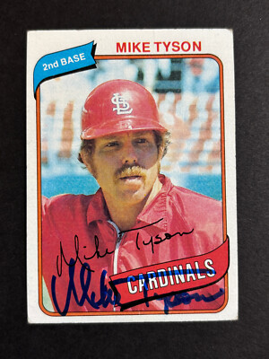 Mike Tyson Cardinals Signed 1980 Topps Baseball Card #486 Auto