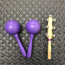 First Act Rythm Bells on handle and 2 Kidsplay Maracas