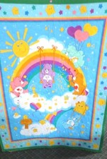 Vintage Care Bears Rainbow Hand Made Crib Baby Quilt