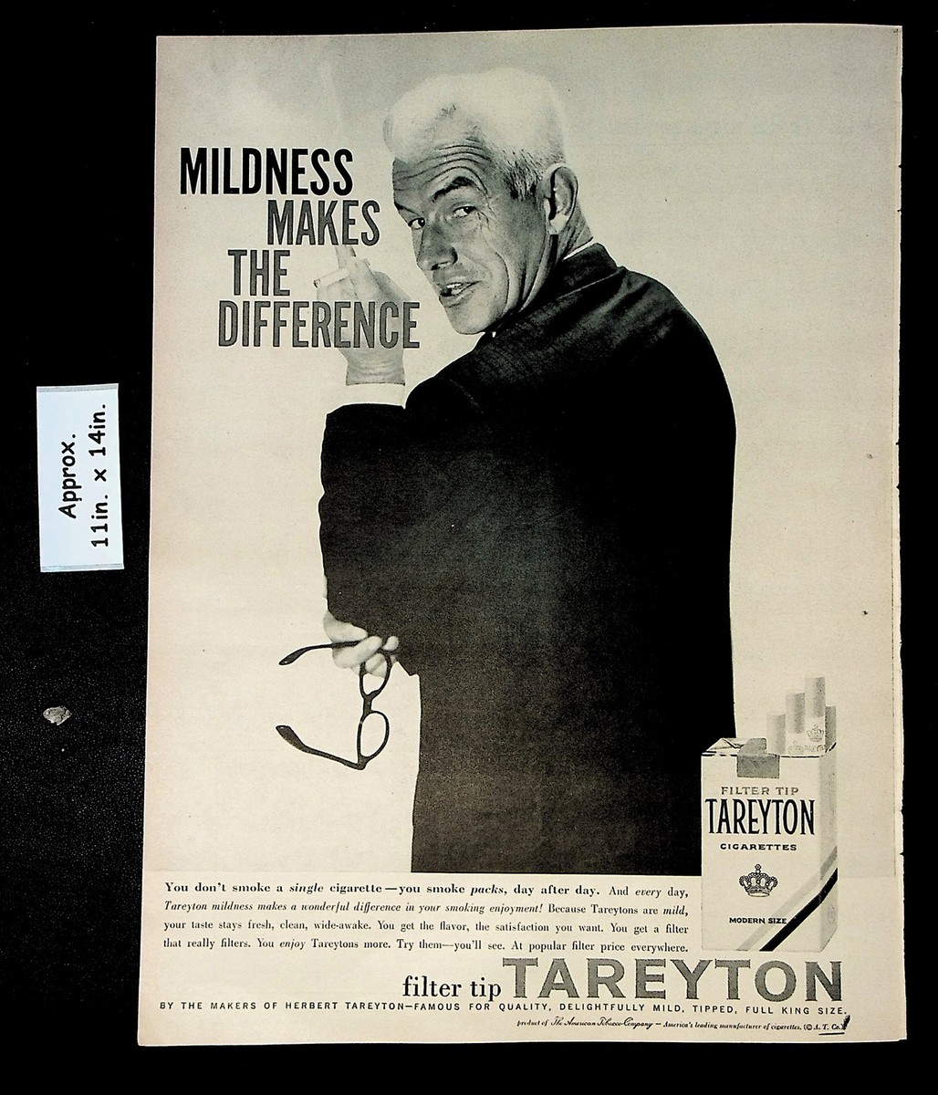 1957 Tareyton Cigarettes Mildness Makes The Difference Vintage Print Ad 41737 Australia