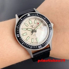 Tandorio NH35 Automatic Domed Sapphire Dive Watch for Men Creamy Dial Date Lume