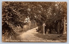 Vintage RPPC Wakefield KS Union Pacific Railroad Bridge & Train Crossing Sign T8