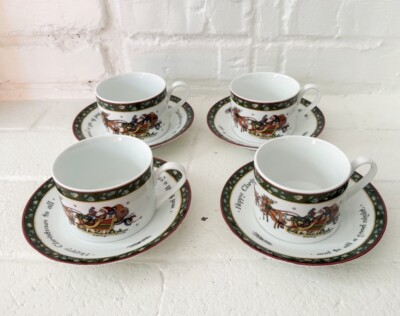 Vintage Christmas Story Cup and Saucer set of 4  Christmas Holiday  