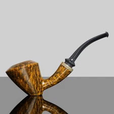 MUXIANG Briar Freehand Tobacco Pipe Handmade Smooth Poker Pipe Vulcanite Stem