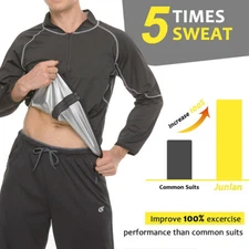 Heavy Sauna Sweat Shirt Exercise Gym Men Shaper Suit Fitness Weight Loss AntiRip