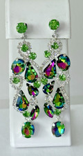 Amazing Statement Vitrail Clear Crystal Rhinestone Chandelier Dangle Earrings