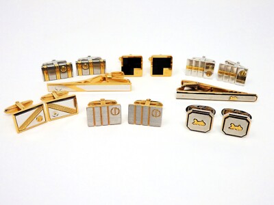Dunhill CELINE Vintage 6 Manschettenknöpfe 2 Krawattenklammern Gold Silber Fa...