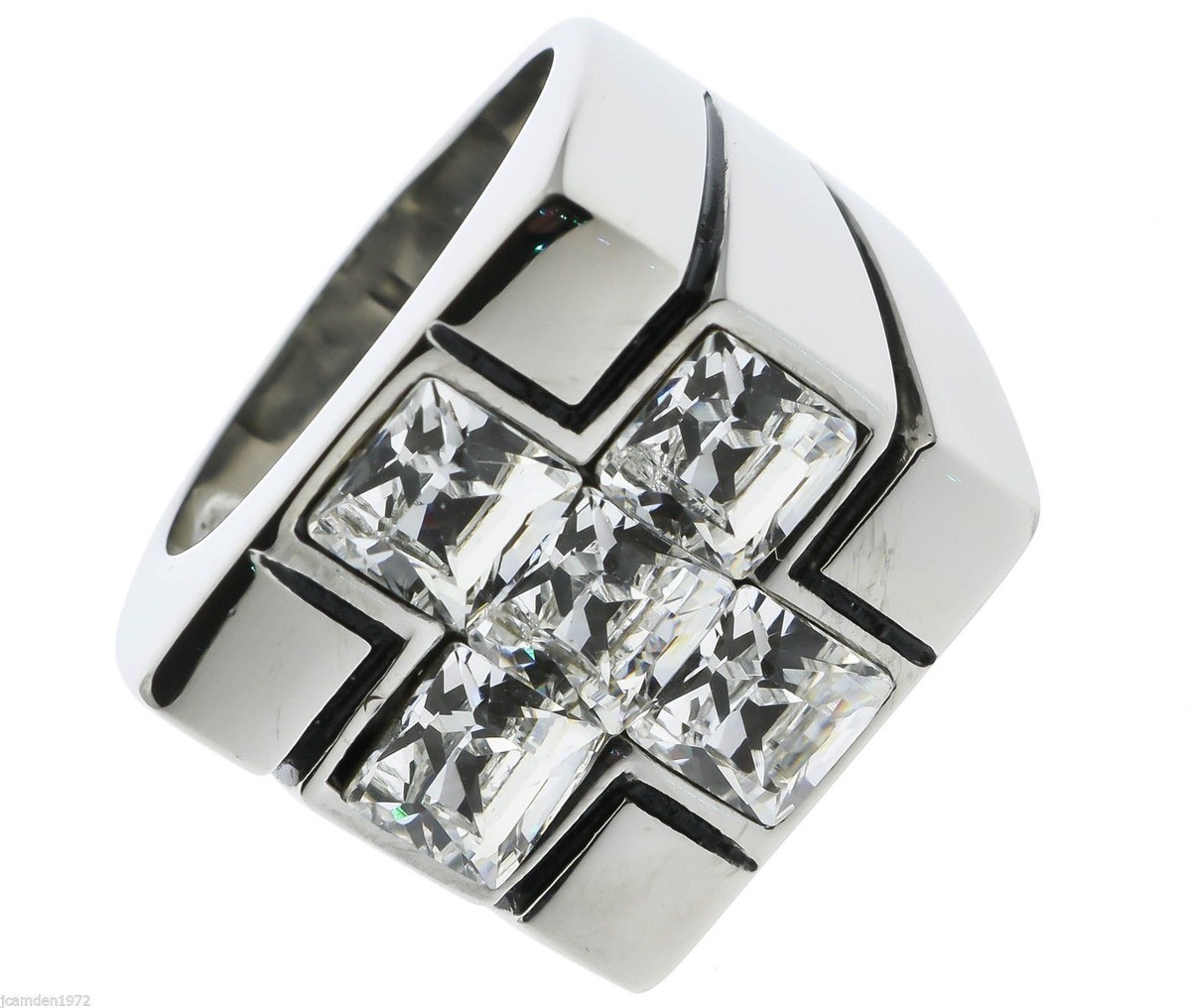 アクセサリー cvtvlist CROSS RING 5 carat Cz Cross Men's Stainless Steel Ring Size 11 TK919