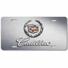 Cadillac Cadi Wreath Inspired Art FLAT Aluminum License Plate Tag Silver look