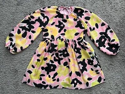 Stine Goya Dress Kelly Pink Tiered Balloon Long Sleeve Oversized Floral XXS 2XS
