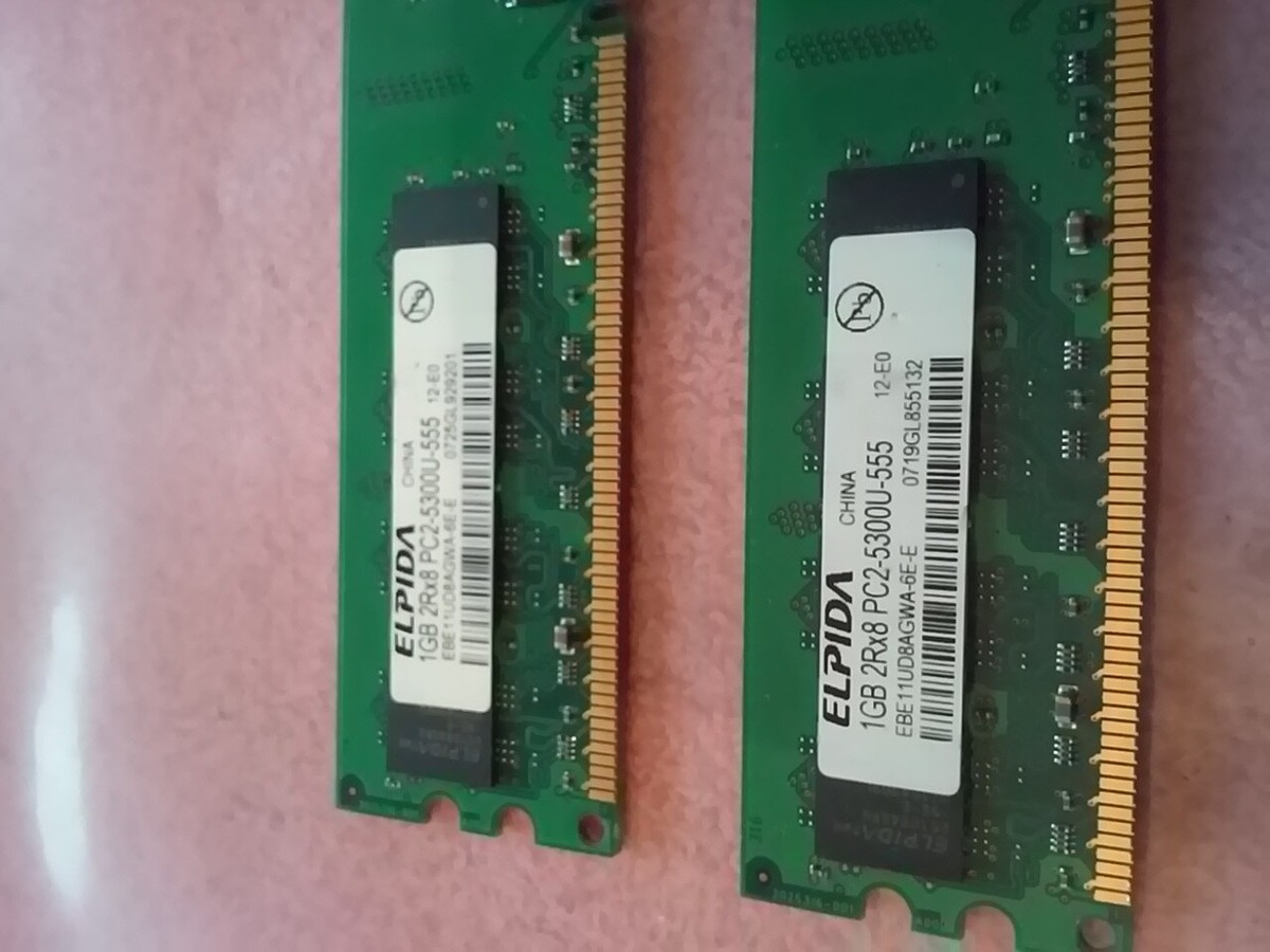 Elpida 1GB RAM 2Rx8 PC2-5300U 555MHz DDR2 DIMM (2x1gb=2gb) | eBay