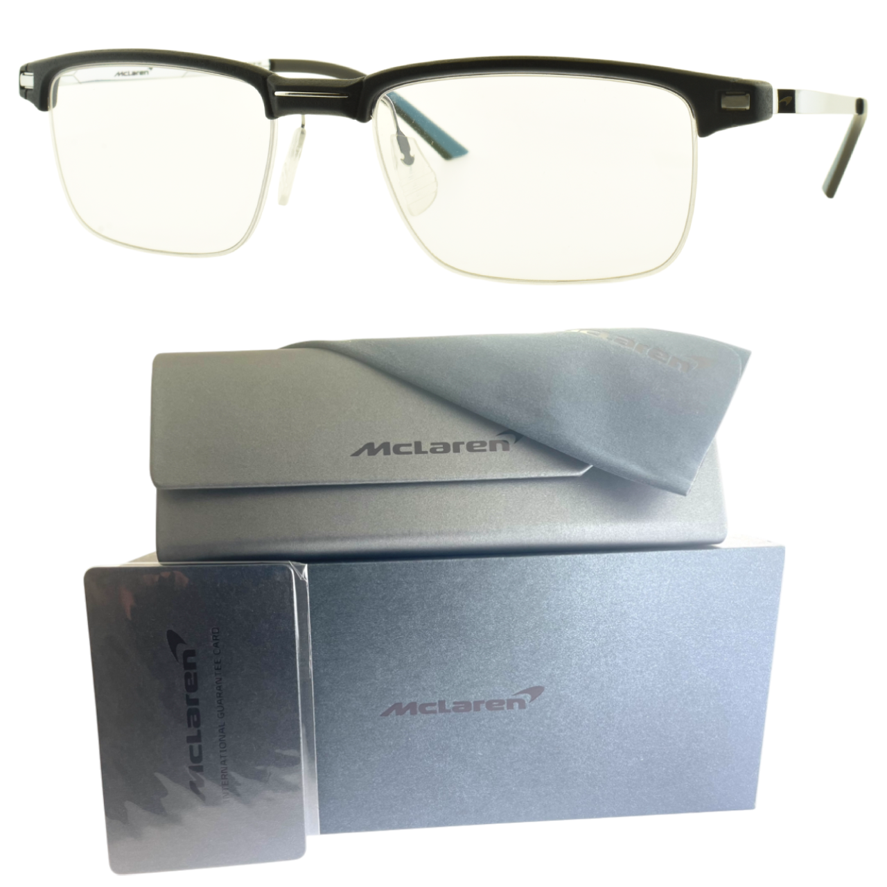 NEW!! MCLAREN MLOP 98O08 C03 Blue Rectangle Semi Rimless Mens Optical Frame