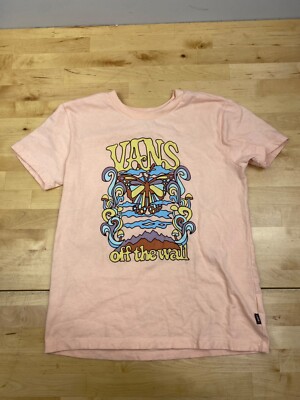 VANS OFF THE WALL T Shirt Womens XS Peach Psychedelic Trippie Shrooms #7855
