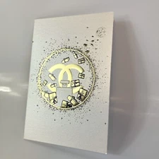 CHANEL Holiday Blank Greeting Card Notecard Stationery White/Gold