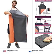 Heavy Duty Rubber Apron, Waterproof Chemical Resistant - Grey-47.2 In...