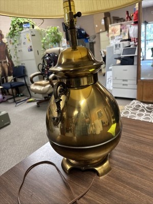Vintage Brass Ginger Gar Style Footed Lamp 34  Tall Beautiful!!
