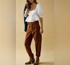 Free People Copper Rust Kyo Corduroy Utility Pants Size 6 Burnt Orange Cargo