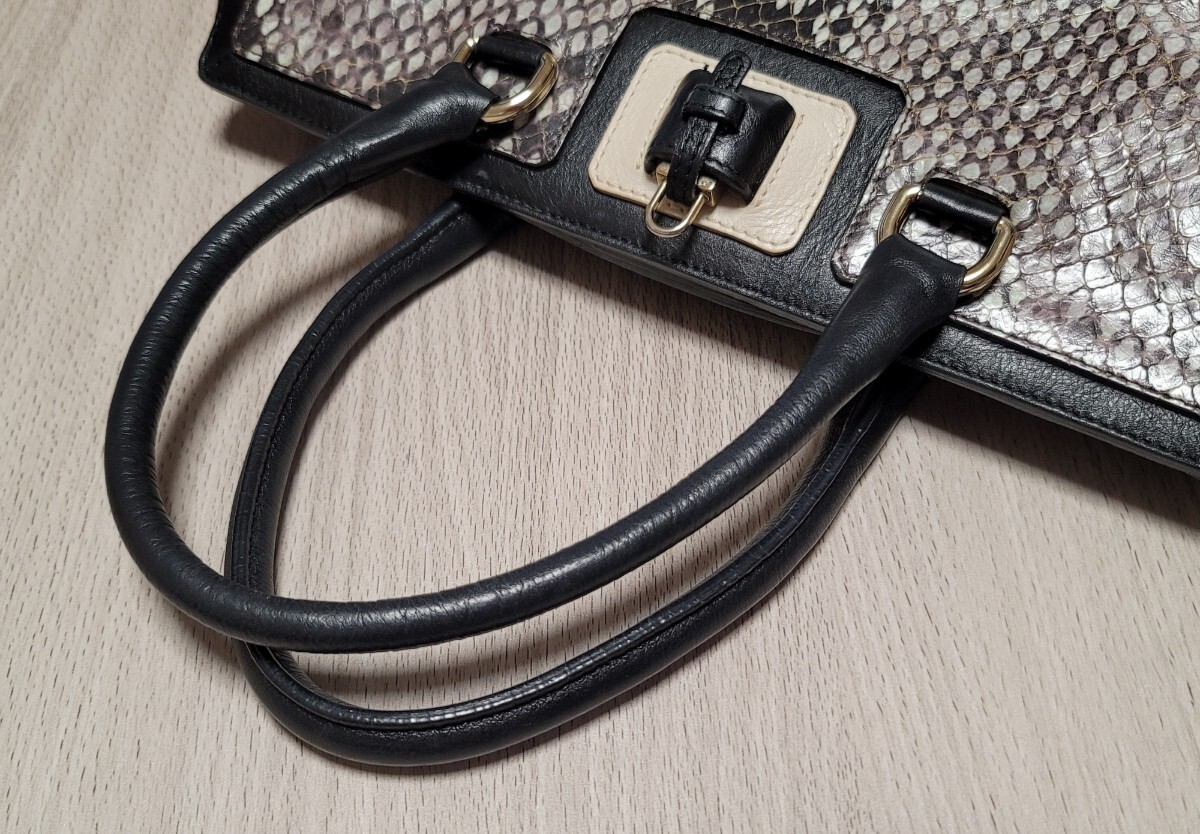 FURLA handbag python Embossed leather white black - image 5