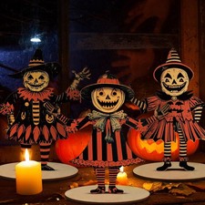3 Pcs Vintage Halloween Decor 9x6 in Pumpkin Table Centerpiece