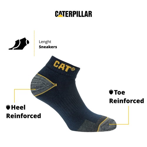 Caterpillar 6 Paia Calze Sneaker Lavoro Punta Tallone Rinforzati Supporto Arco - Foto 2 di 12
