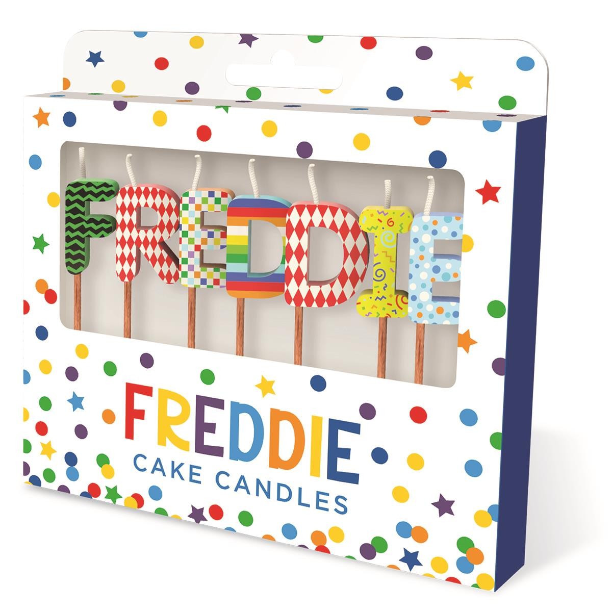 Freddie Birthday Candles Personalised Name Cake Topper Boys Rainbow Party Decor