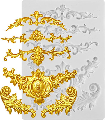 Baroque Curlicues Scroll Lace Border Relief Flower Lace Filigree Sculpted Decora