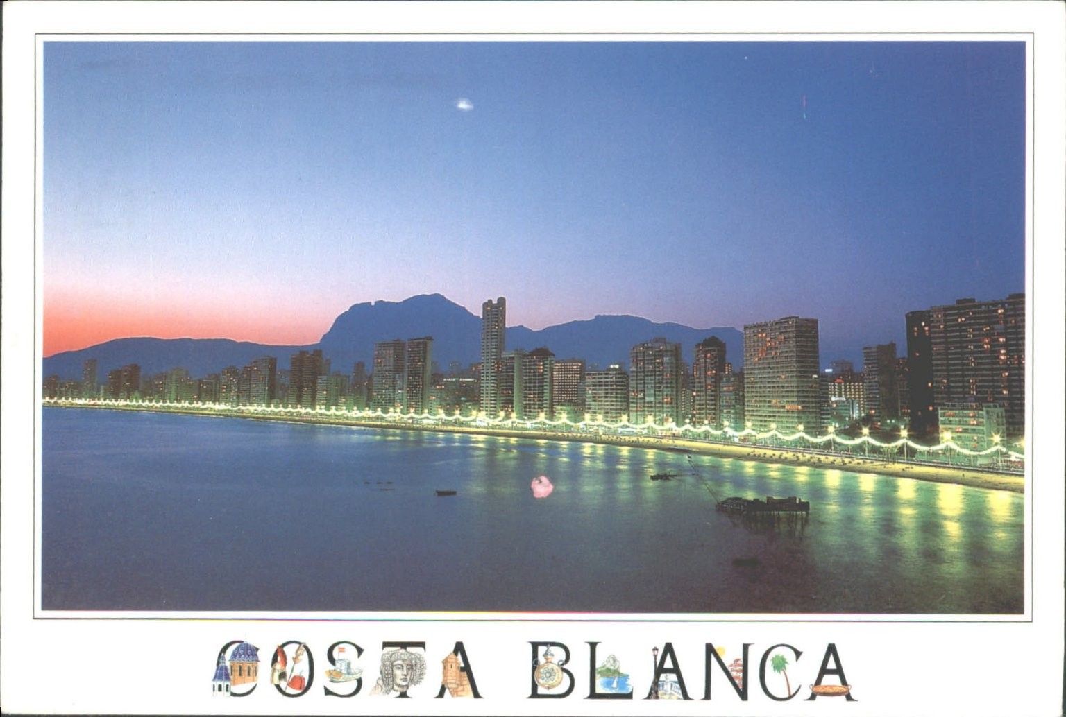 Benidorm Costa Blanca Spain Night View Cityscape Postcard Posted 70 PTS