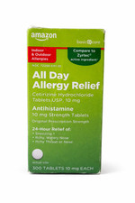 Amazon Basic Care All Day Allergy Relief 24 Hour, Cetirizine Tablets, 300 Count