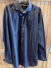 Bogosse Blue Long Sleeve Button Down Shirt French Cuffs Mens 2XL