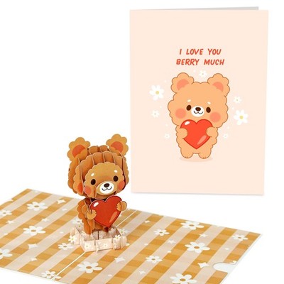 Pop Up Karte Mit Bär Und Herz   Love You Berry Much   Süße 3DGrußkarte Für Ge...