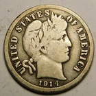 1914 S Barber Dime 90% Silver VG-F  "Actual Coin Pictured - Not Cleaned"