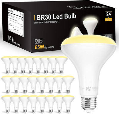 24 Pack BR30 LED Bulbs 65W Equivalent, Dimmable Indoor Flood Lights 2700K Soft 