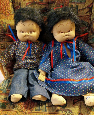 #ad Vtg Handmade Native American Indian Girl amp; Boy Baby Doll Plush Lakota Murphy Co $42.00