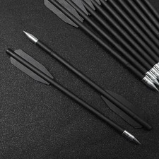 Black 16cm Slingshot Darts  Dual Fletching, Metal Tip, Plastic Shaft for Hunting