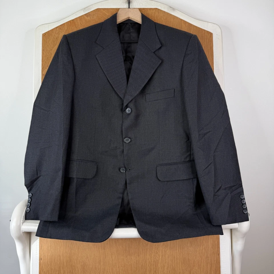 Bespoke Suit Mens 40XS Gray Birdseye 3 Button Solitare Wool Canvas Pants 30x28 - Image 2 of 4